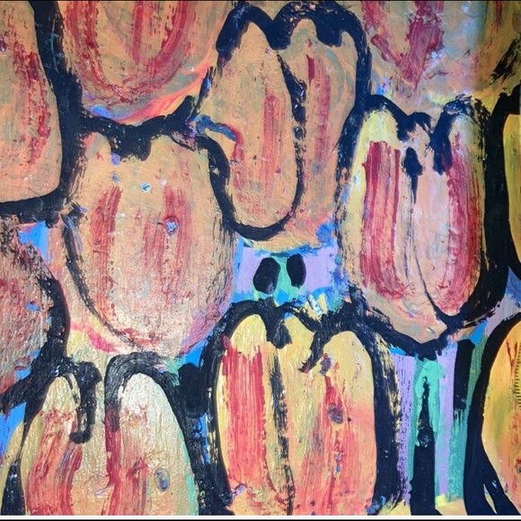 TULIPS TIPTOE - original Reclaimed Wood Art - Picture 2 of 3